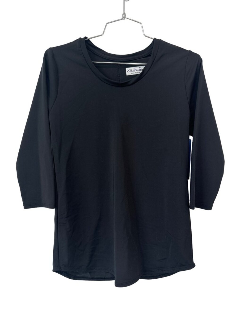 Southwind Cape Coral Tunic  Women 3/4 Sleeve Solid Black Compression Casual NEW